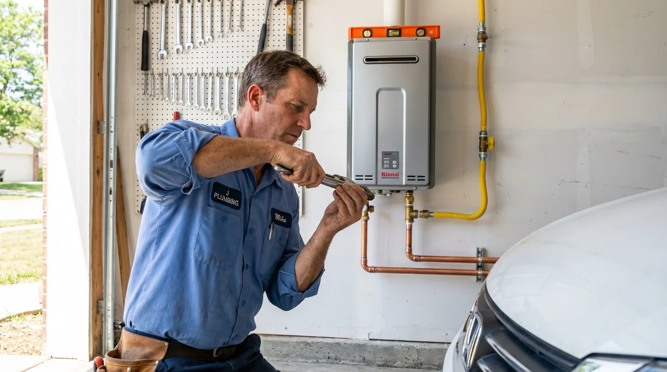 Tankless water heater installation by a Johns Plumbing LLC plumber in Osage